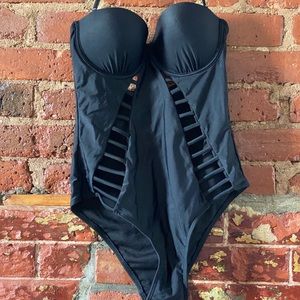 Front Caged Strapless One Piece (strapless)